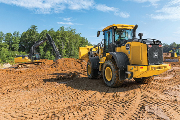 John Deere machine in construction zone